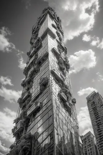 antilla,morphosis,edificio,arquitectonica,arquitectura,deconstructivism,brutalist,overbuilding,densification,miralles,ocad,upbuilding,robarts,overdeveloped,skyscraping,arcology,overdevelopment,gehry,escala,constructivism,Illustration,Black and White,Black and White 11