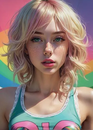 rainbow background,rainbow pencil background,nora,lgbtq,barbie,tiktok icon,colorful background,ps3,digital painting,colorful,portrait background,gay,girl portrait,retro girl,ken,blonde girl,80s,luka,world digital painting,game art,Conceptual Art,Fantasy,Fantasy 12