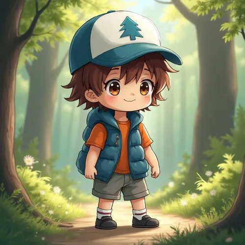 dipper,kaban,forest walk,spelunker,hiker,forest background