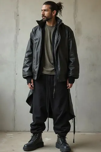 Fashion Model,a man in a jacket and pants stands with his hands on his hips,yohji,fatigues,streetwear,blouson,guidi,man's fashion,Photography,Fashion Photography,Fashion Photography 01