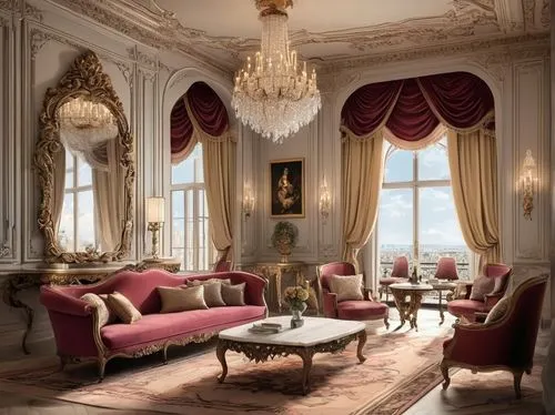 ritzau,ornate room,baccarat,royal interior,lanesborough,sitting room,opulently,great room,chevalerie,opulence,palladianism,parlor,opulent,victorian room,poshest,interior decor,breakfast room,meurice,rococo,palatial,Illustration,American Style,American Style 13