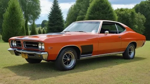 an old, orange, muscle - car that is on display at a car show,torana,opala,opel rekord p1,amx,chevette,opel rekord olympia,Photography,General,Realistic