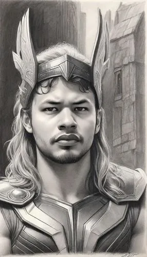 god of thunder,thor,lokportrait,norse,bordafjordur,greyskull,graphite,viking,poseidon god face,charcoal drawing,charcoal,pencil drawing,charcoal pencil,fantasy portrait,odin,pencil and paper,greek,the archangel,twitch icon,loki,Digital Art,Pencil Sketch