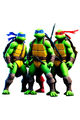 TMNT, cartoon style, teenage mutant ninja turtles, Leonardo, Donatello, Raphael, Michelangelo, colorful costumes, masks, ninja gear, dynamic poses, action scenes, city streets, sewers, New York City, 