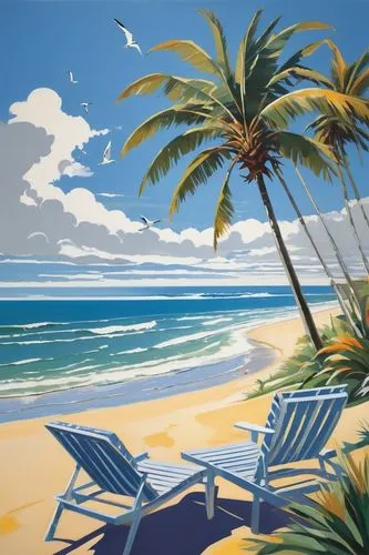 beach landscape,beach scenery,beach chairs,umbrella beach,summer beach umbrellas,dream beach,tropical beach,beach background,palmbeach,beach chair,caribbean beach,beach furniture,colored pencil background,beachfronts,beachfront,paradise beach,plage,beautiful beach,vacansoleil,honolulu,Art,Artistic Painting,Artistic Painting 41