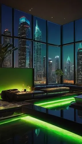 glass wall,penthouses,poolroom,roof top pool,luxury bathroom,sky apartment,green living,infinity swimming pool,luxe,apartment lounge,great room,greenglass,luxury hotel,modern decor,damac,pool bar,green wallpaper,songdo,bangkok,neon cocktails,Illustration,Realistic Fantasy,Realistic Fantasy 32