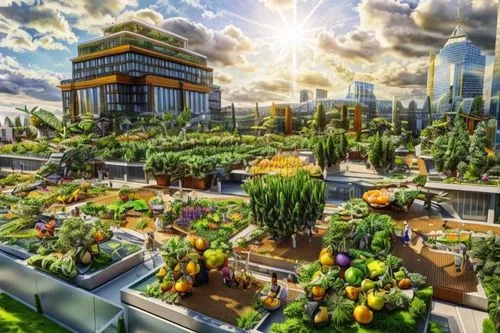 ecotopia,vegetables landscape,microhabitats,roof garden,biopiracy,balcony garden