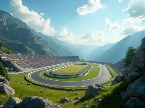 trackmania,race track,velodromes,gotthard,racetrack,francorchamps,racetracks,alpine drive,raceway,stelvio,autodromo,superspeedway,alpine landscape,grandstands,leogang,switchbacks,raceways,alpine panorama,track,tzeltal,Photography,General,Realistic