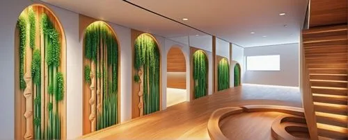 Educational space, wall design, nature-friendly, wooden,bamboo curtain,patterned wood decoration,room divider,laminated wood,hallway space,wooden wall,wooden planks,eco hotel,modern decor,glass wall,b