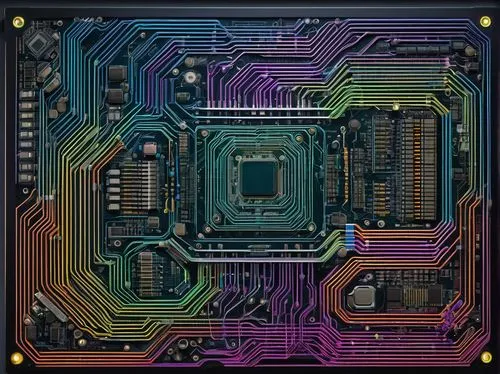 Computer architecture diagram, abstract representation, layered structure, motherboard, CPU, GPU, RAM, ROM, buses, chipset, I/O devices, peripherals, abstraction levels, instruction set architecture, 