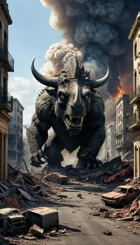 buffalo,apocalypse,doomsday,beheira,apocalyptic,bullrun,Illustration,Abstract Fantasy,Abstract Fantasy 03