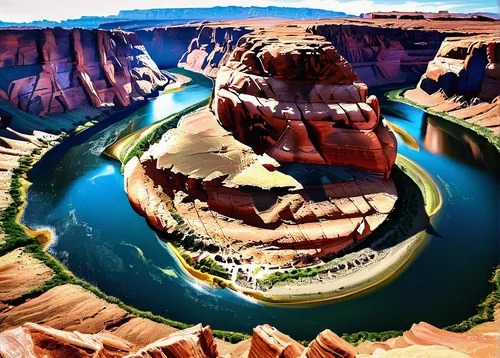 Horseshoe Bend of the Colorado River, Arizona,horseshoe bend,glen canyon,grand canyon,horsheshoe bend,fairyland canyon,landform,canyon,lake powell,united states national park,aeolian landform,arid lan