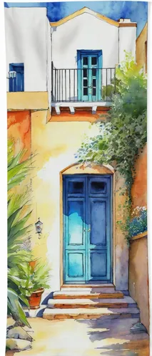 majorelle blue,watercolor shops,watercolor painting,house painting,watercolor cafe,facade painting,watercolor background,watercolor,water color,watercolor tea shop,watercolor blue,houses clipart,watercolor sketch,watercolor pencils,colored pencil background,watercolor paris balcony,watercolor paint,watercolor frame,exterior decoration,house drawing,Illustration,Japanese style,Japanese Style 10