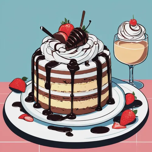 stack cake,clipart cake,sundaes,cake stand,shortcake,layer cake,sundae,black forest cake,slice of cake,tiramisu,ice cream icons,a cake,ice cream cake with chocolate sauce,sweet dessert,pie vector,retro diner,boston cream pie,knickerbocker glory,dessert,whipped cream castle,Illustration,Vector,Vector 06