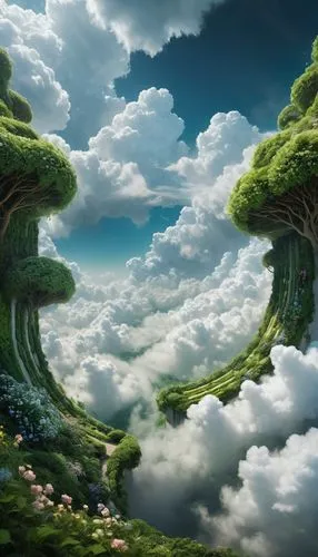 mushroom landscape,cloud mushroom,fantasy landscape,ents,3d fantasy,cartoon video game background,Conceptual Art,Fantasy,Fantasy 11