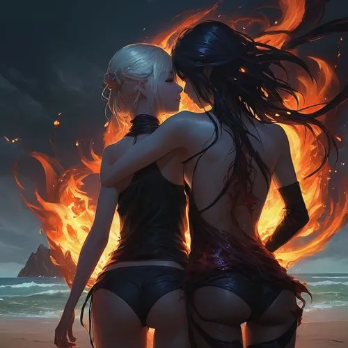 fire and water,fire background,burning hair,combusts,scorches,infernal,fire dance,kupala,fire siren,fire artist,dancing flames,sirens,scorched,firewind,ifrit,flame spirit,fiery,cinder,targaryen,burning,Illustration,Realistic Fantasy,Realistic Fantasy 16