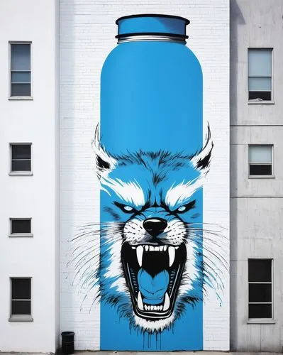 water bottle,blue tiger,spray can,water cooler,graffiti art,water dispenser,rain barrel,streetart,beverage cans,water jug,cool pop art,paint cans,bottled water,lynx,beverage can,absolut vodka,cola can,water tower,wall paint,water tank,Conceptual Art,Graffiti Art,Graffiti Art 11