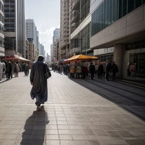 Male Muslim walking on a 3 way crossroad ,streetlife,woman walking,street photography,people walking,pedestrian zone,walking man,a pedestrian,buddhist monk,street life,arbat street,cape town cbd,thoro