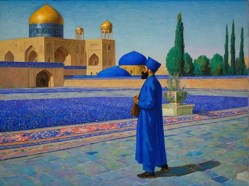 ibn tulun,rem in arabian nights,majorelle blue,uzbekistan,samarkand,bukhara,middle eastern monk,girl praying,marrakech,praying woman,woman praying,alhambra,quasr al-kharana,marrakesh,persian poet,medina,al-aqsa,khazne al-firaun,islamic girl,jerusalem,Art,Classical Oil Painting,Classical Oil Painting 27