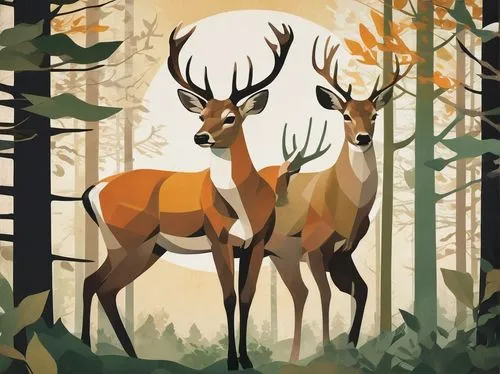 deer illustration,deers,deer drawing,whitetail,whitetails,deer,forest animals,stag,forest animal,bucks,european deer,deer silhouette,rutting,blacktail,x axis deer elk,dotted deer,whitetail buck,deer with cub,red-necked buck,forest background,Art,Artistic Painting,Artistic Painting 43