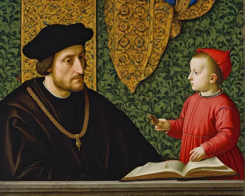 bellini,tudor,holbein,st jacobus,father with child,child with a book,leonardo devinci,andrea del verrocchio,renaissance,barberini,gothic portrait,the order of cistercians,dornodo,raffaello da montelupo,child portrait,meticulous painting,portrait of christi,the middle ages,carthusian,medicine icon,Photography,Artistic Photography,Artistic Photography 13