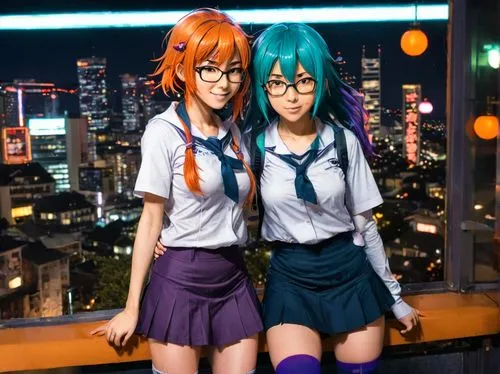 vocaloids,secretariats,mikulas,teal and orange,two girls,vocaloid,Conceptual Art,Fantasy,Fantasy 26