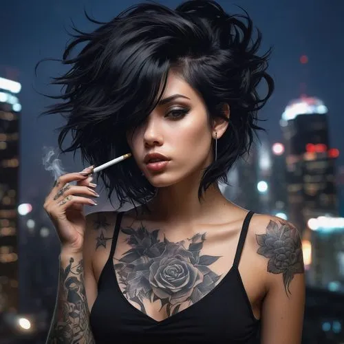 tattoo girl,winehouse,monami,girl smoke cigarette,smoking girl,ashlee,yousaf,yasmine,with tattoo,black hair,bisignani,tatoos,inked,tattooist,tattoos,tattooed,tattoed,cigarette,punk,femme fatale,Conceptual Art,Fantasy,Fantasy 03