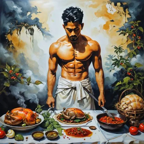 sri lankan cuisine,maharashtrian cuisine,bahian cuisine,bengalenuhu,oil painting on canvas,south indian cuisine,khokhloma painting,diet icon,tamil food,indian art,nepalese cuisine,el salvador dali,ayurveda,kerala,sicilian cuisine,indian cuisine,rendang,kofta,kottu,panamanian balboa,Illustration,Paper based,Paper Based 04