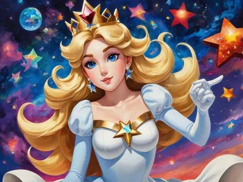 star drawing,elsa,star mother,princess sofia,cinderella,fairy galaxy,fantasia,star illustration,princess,constellation unicorn,princess crown,cg artwork,star,the snow queen,fairy tale character,queen of the night,star balloons,tiara,fantasy woman,star card,Conceptual Art,Oil color,Oil Color 25