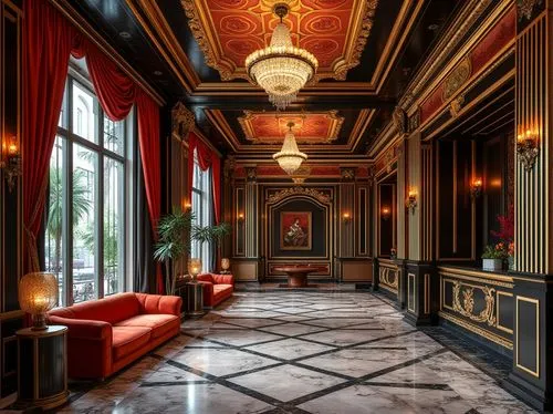 hallway,foyer,lobby,ornate room,hotel hall,entrance hall,royal interior,hotel lobby,enfilade,ballroom,corridor,victorian room,venice italy gritti palace,anteroom,cochere,grand hotel europe,interior decor,luxury hotel,corridors,driehaus,Photography,General,Realistic