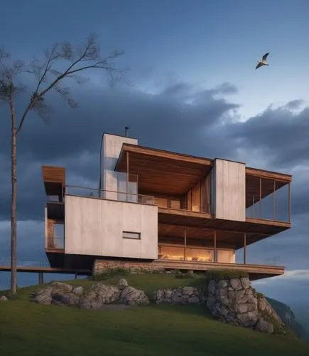 snohetta,cantilevered,dunes house,cantilevers,cantilever,cubic house,Photography,General,Realistic