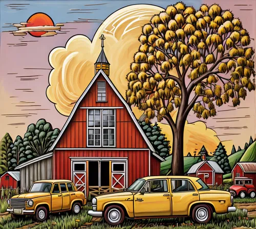 houses clipart,farmstead,david bates,red barn,home landscape,bee farm,farm landscape,travel trailer poster,yellow taxi,mushroom landscape,farm house,vegetables landscape,station wagon-station wagon,fa