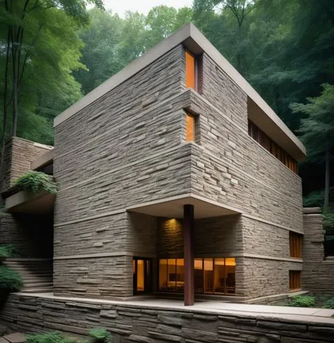 create pattern on the façade with random suitable colors
,a building made out of different sizes of bricks,stone house,fallingwater,forest house,clay house,wissahickon,forest chapel