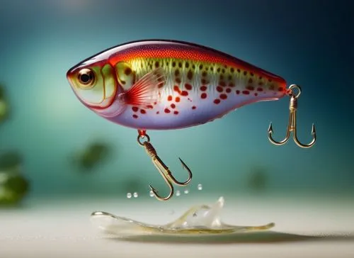 Blurred fishing lure in cells with water splashing into it, rendered in the style of cinema4d, micro marcin sobas, contemporary glass, akos major, delicate texture, light green and white, ultra high d