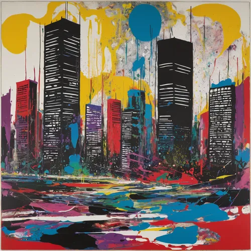 A bustling city; the missed opportunity for a dream job brings disappointment.,colorful city,cityscape,chongqing,abstract corporate,cmyk,hong kong,metropolis,shanghai,chi,popart,skyscrapers,metropolis