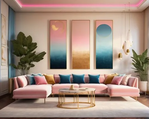 modern decor,apartment lounge,gold-pink earthy colors,living room,art deco background,mahdavi,livingroom,interior design,contemporary decor,deco,modern living room,luxe,banquette,sitting room,mid century modern,an apartment,modern minimalist lounge,sofa set,riviera,interior decor,Illustration,Vector,Vector 03