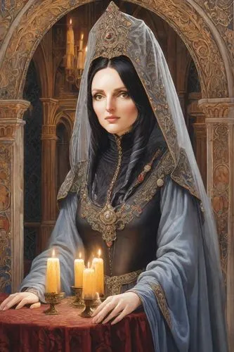 the prophet mary,canoness,praying woman,mediatrix,ermengarde,mantilla,Digital Art,Comic