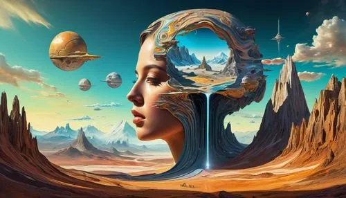 surrealism,dali,astral traveler,3d fantasy,sci fiction illustration,mindscape,surrealist,el salvador dali,surrealistic,fantasy art,qabalah,idealisation,inanna,precognition,world digital painting,panspermia,transhumanists,imaginacion,imaginarium,fantasy picture,Art,Classical Oil Painting,Classical Oil Painting 31