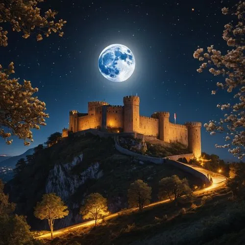 halic castle,fantasy picture,rocca,civitella,pronostica,cathars,medieval castle,moonlit night,castell,forteresse,castel,castle of the corvin,templar castle,acrocorinth,knight's castle,marostica,galician castle,castelmezzano,lorestan,castelo,Photography,General,Natural