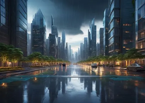 futuristic landscape,coruscant,fantasy city,city scape,cityscapes,cybercity,cityscape,dubay,guangzhou,megapolis,urbanworld,rainstorm,monsoon,metropolis,cybertown,rainfall,superhighways,city highway,rainville,cityzen,Illustration,Realistic Fantasy,Realistic Fantasy 16