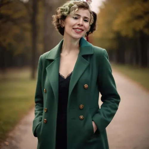 short and petite woman, green coat, short wavy hair,lentje,green jacket,anna lehmann,greta oto,inez koebner,green dress,in green,retro woman,vintage woman,woman in menswear,bolero jacket,vintage femal