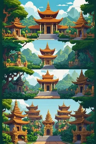 backgrounds,cartoon video game background,background design,panoramas,pagodas,pixel art,tianxia,world digital painting,background vector,cool backgrounds,hall of supreme harmony,baoding,landscape background,banner set,jixian,asian architecture,xuezhong,baoqing,wanxian,development concept,Unique,Pixel,Pixel 01