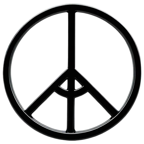 Peace sign, white background, bold black outline, circular shape, symmetrical design, 3D effect, glossy surface, soft focus, warm lighting, centered composition, minimalist style.,peace symbols,peace 