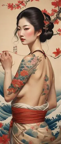 oriental painting,japanese art,geisha girl,geisha,arhats,geiko,Photography,General,Cinematic