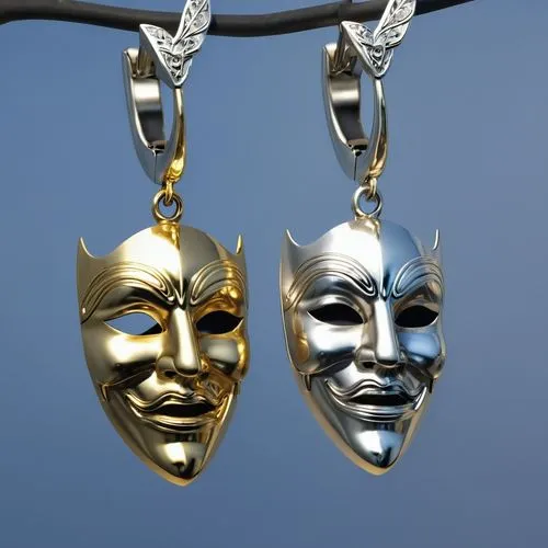 comedy tragedy masks,venetian mask,golden mask,hanging mask,gold mask,commedia,african masks,gold jewelry,masques,masqueraders,pendants,tribal masks,silversmiths,masquerades,anonymous mask,unmasks,fawkes mask,unmask,masks,silverwork,Photography,General,Realistic