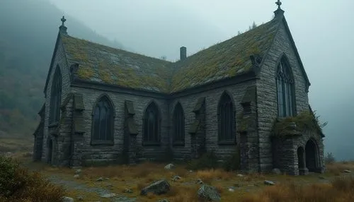 haunted cathedral,the black church,black church,sunken church,gothic church,little church,chapels,affric,glendalough,island church,forest chapel,vestry,house of prayer,llangurig,old graveyard,chappel,croft,monastery,abandoned,witch house,Photography,General,Realistic