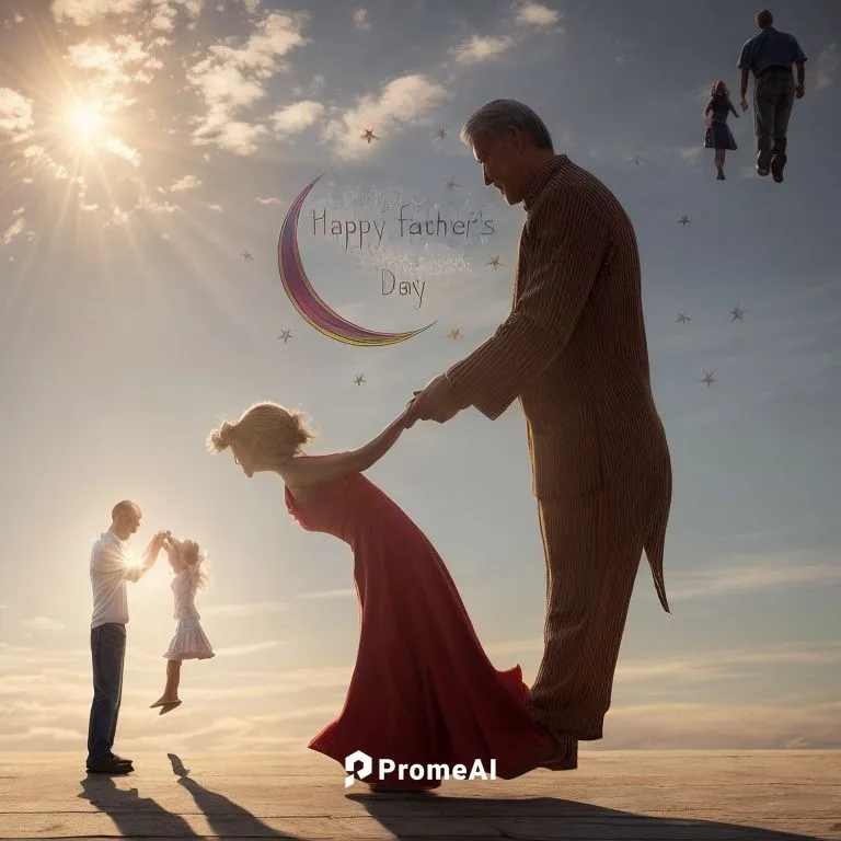 Father and daughter love, father's Day ,cosmos,cosmos wind,flying girl,cosmos autumn,father daughter dance,heliosphere,flying seed,digital compositing,conceptual photography,cosmos field,flying seeds,