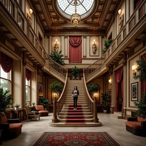 staircase,palatial,philbrook,nemacolin,entrance hall,palladianism,hallway,gleneagles hotel,outside staircase,opulently,chateauesque,mansion,cochere,opulence,royal interior,cliveden,driskill,luxury hotel,athenaeum,claridge