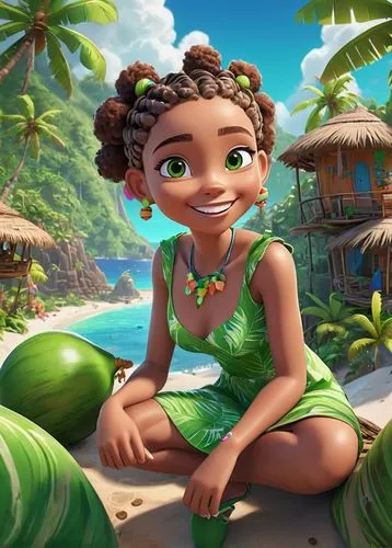 moana,hula,polynesian girl,tiana,menehune,luau,Unique,3D,3D Character