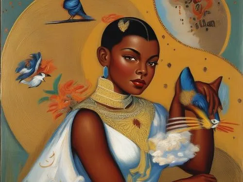 african american woman,art deco woman,african art,african woman,beautiful african american women,vintage art,khokhloma painting,ulysses butterfly,carol m highsmith,girl with cereal bowl,afro american girls,girl with bread-and-butter,oil on canvas,ester williams-hollywood,sarah vaughan,woman with ice-cream,dove of peace,hesperia (butterfly),jasmine crape,vintage angel,Illustration,Realistic Fantasy,Realistic Fantasy 21